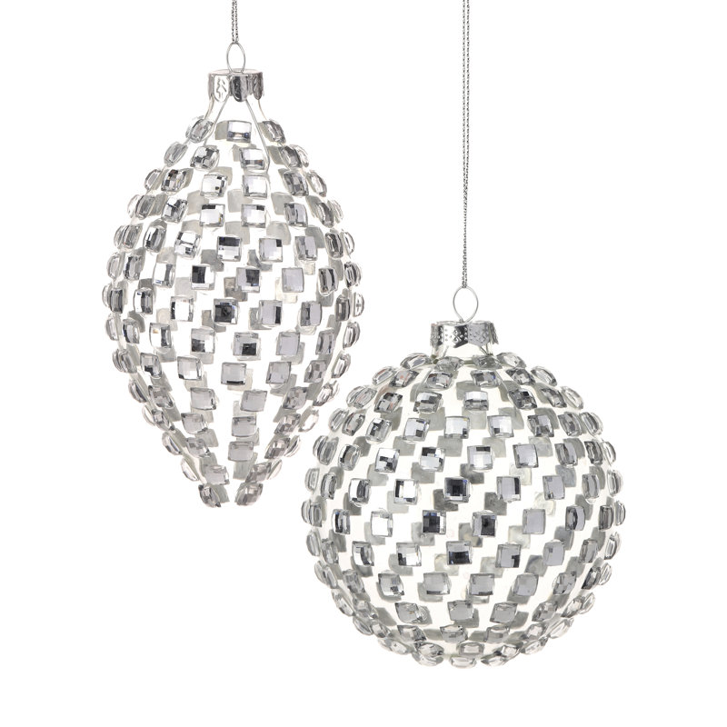 Ornement en verre de 4-5,5 po avec fleuron en forme de boule 