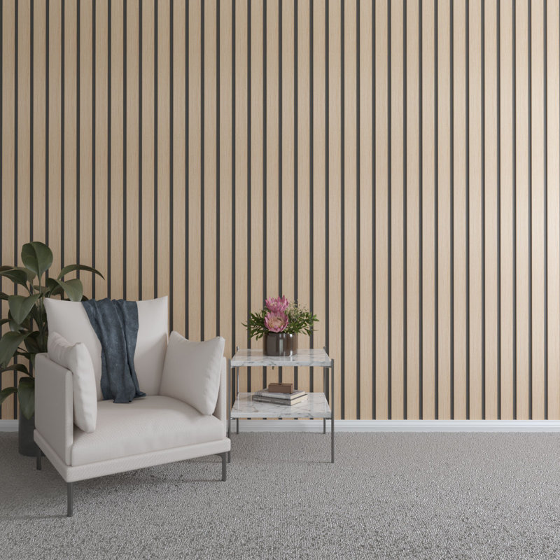 Adjustable Wood Slat Wall Panel Kit, 4"W x 94"H x 0.25"T, Hickory