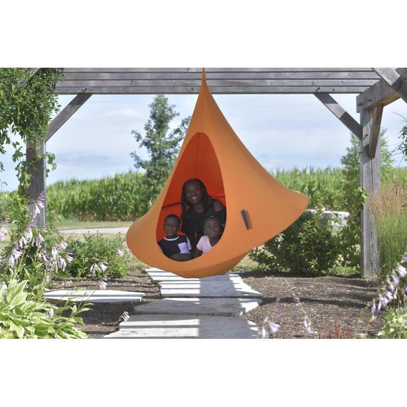 Nectarine Orange Hanging Hammock Chair with Steel Frame