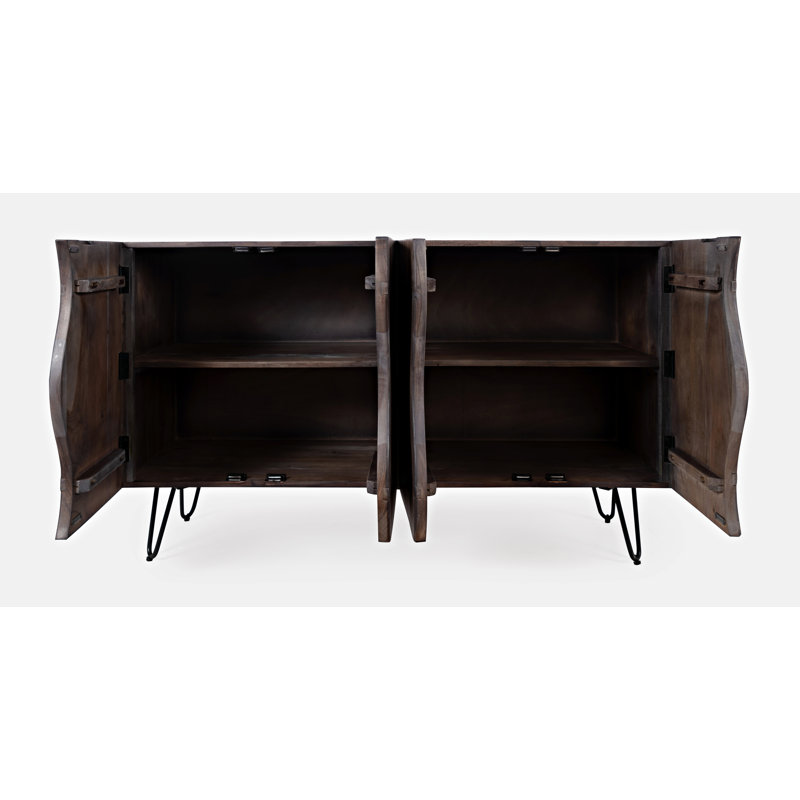 Buffet en bois d'acacia massif Gordonsville, Gris ardoise