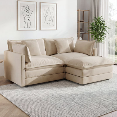 Canapé modulaire en L avec repose-pieds Chenille - causeuse modulaire pour petits salons