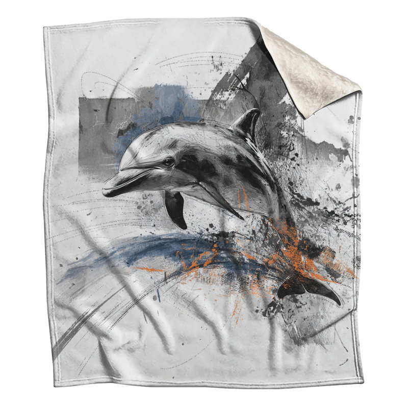 Abstract Dolphin Art Blankets, 50in W x 60in H