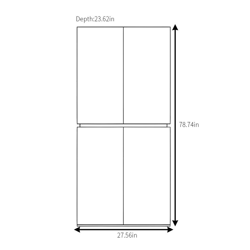 Garde-robe moderne et segmentée, H 78,74 po x l 27,56 po x P 23,62 po