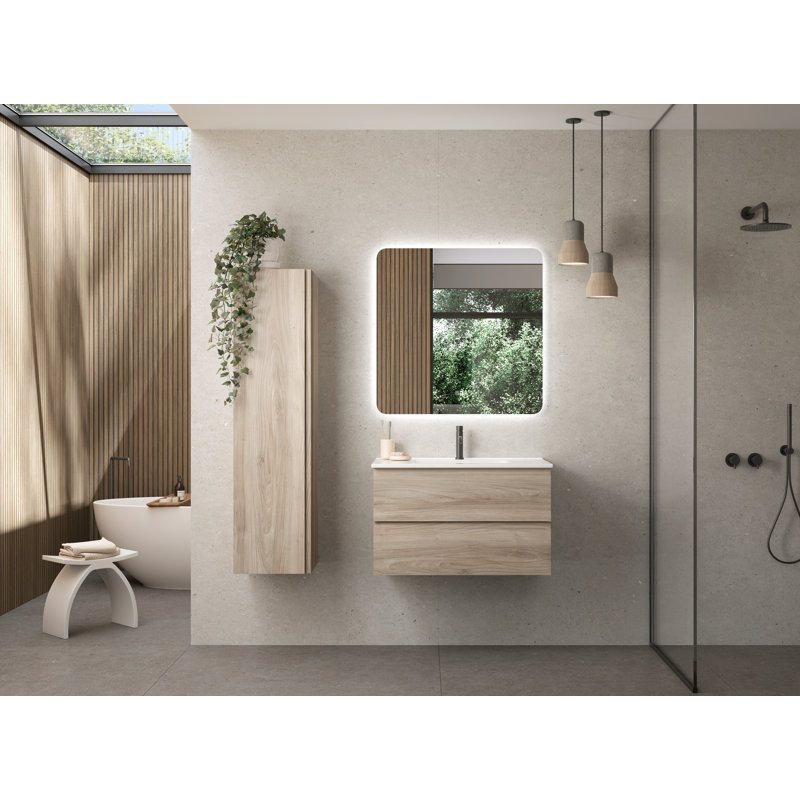 Jasso 32'' Single Bathroom Vanity with Ceramic Top, Gray