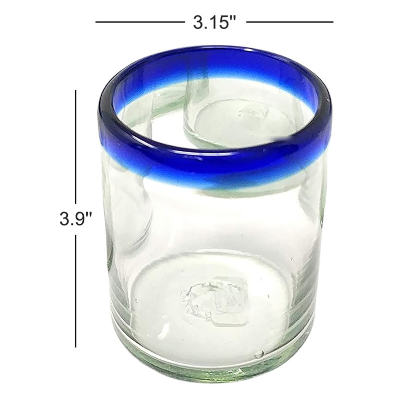 Valora Cobalt Blue Rim 10 oz Tumbler Glasses