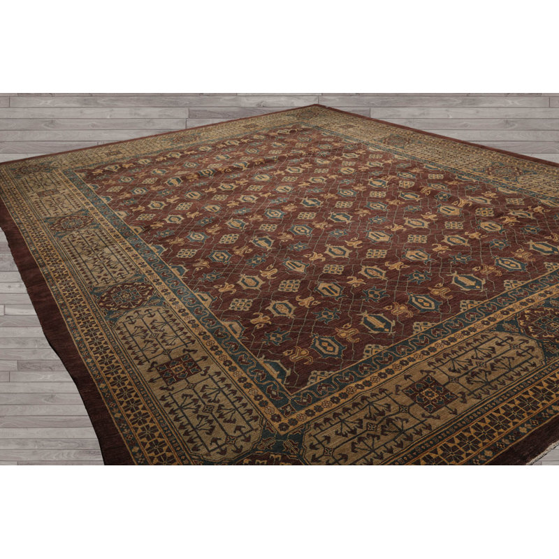 Tapis unique chocolat 12 pi 3 po x 16 pi années 1920 Kaneville