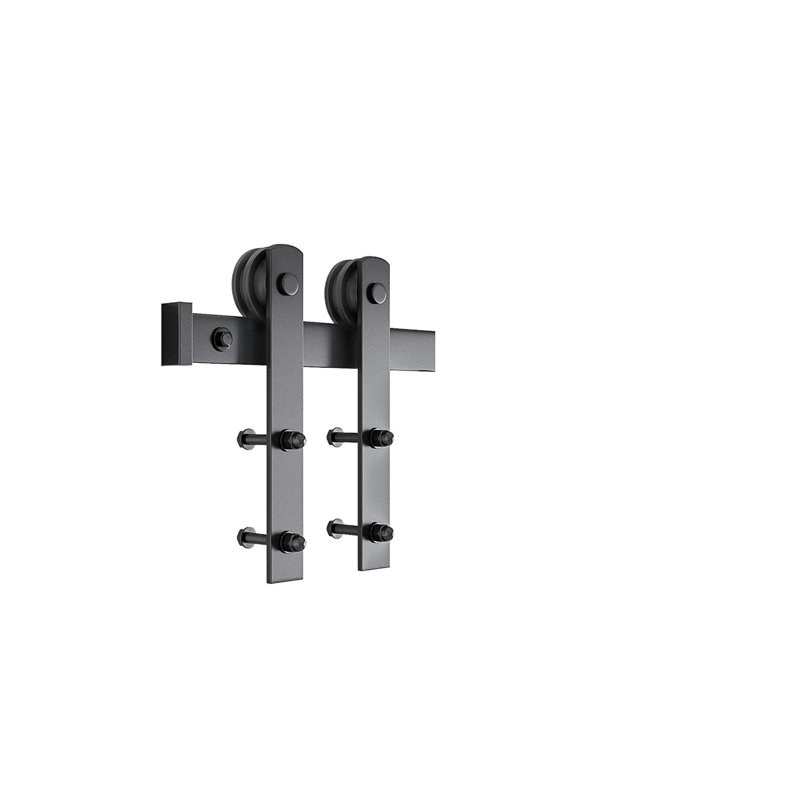 Polar White 10 Lite Frosted Glass Barn Door Kit with Black Hardware