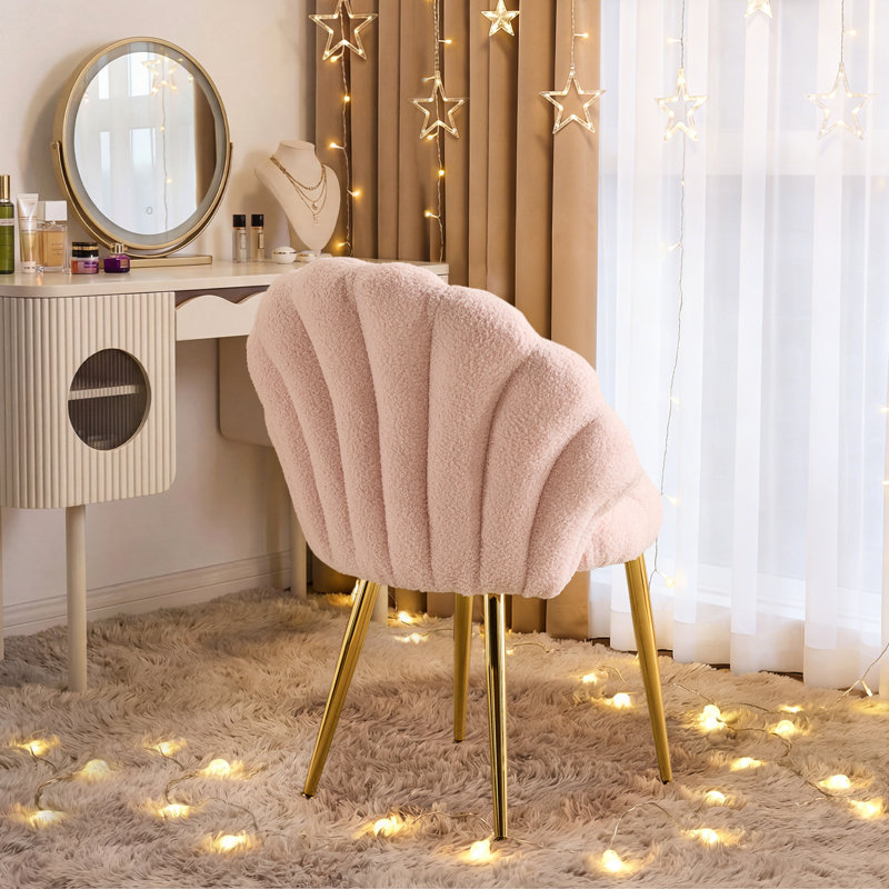 Fauteuil de coiffeuse en forme de coquillage, Rose