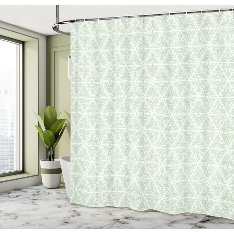 Ensemble de rideau de douche + crochets, H 69 po x l 75 po, Vert pâle