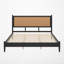 Base de lit plateforme en bois avec tête de lit en rotin-166704484-166704486