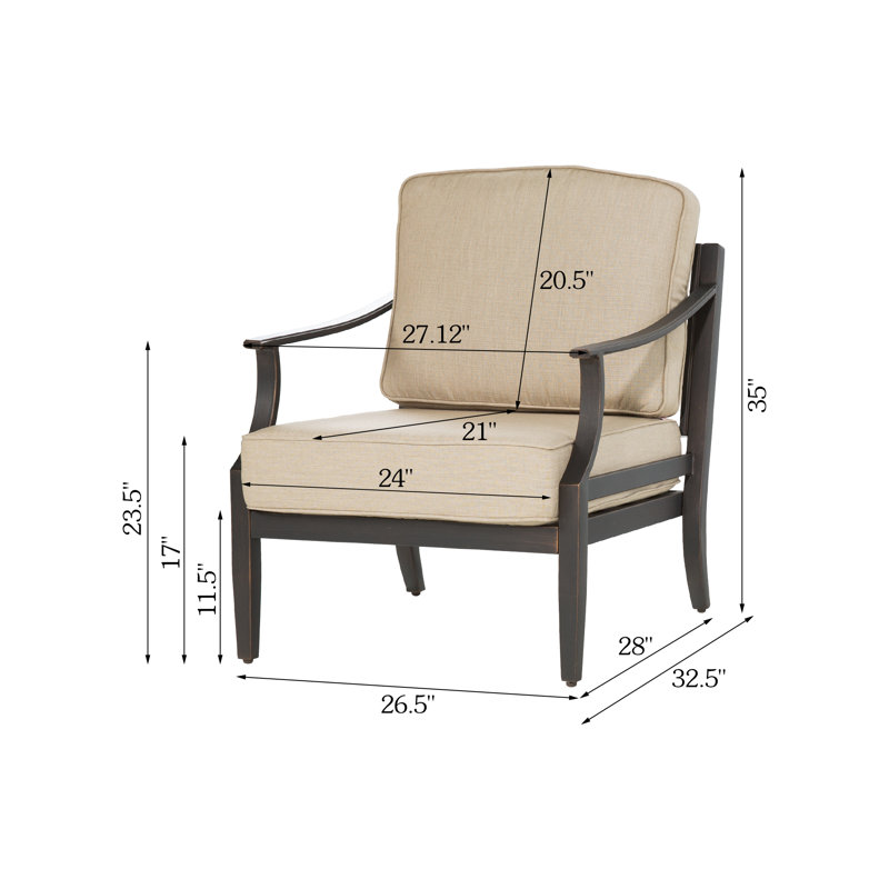 Tamarin Patio Aluminum Club Chairs With Sunbrella® Cushions (Set of 2)