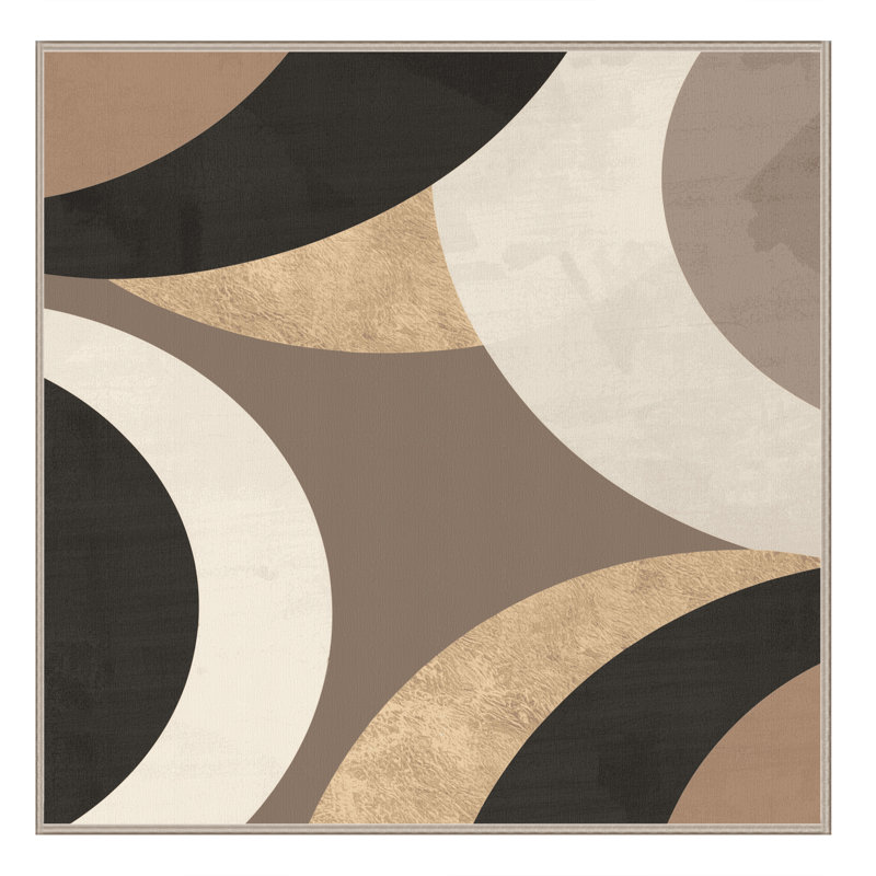 Soft Plush Ealey Art Deco Arc Area Rug in Gray – Beige Binding, 3' Square