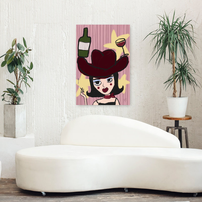 Art mural rétro Sassy Cowgirl, 36" H x 24" W