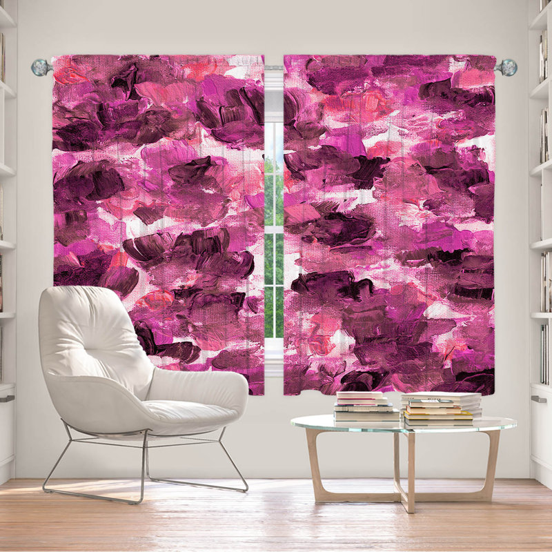 Rideau en polyester, L 56 po x L 78 po, Rose / noir / blanc