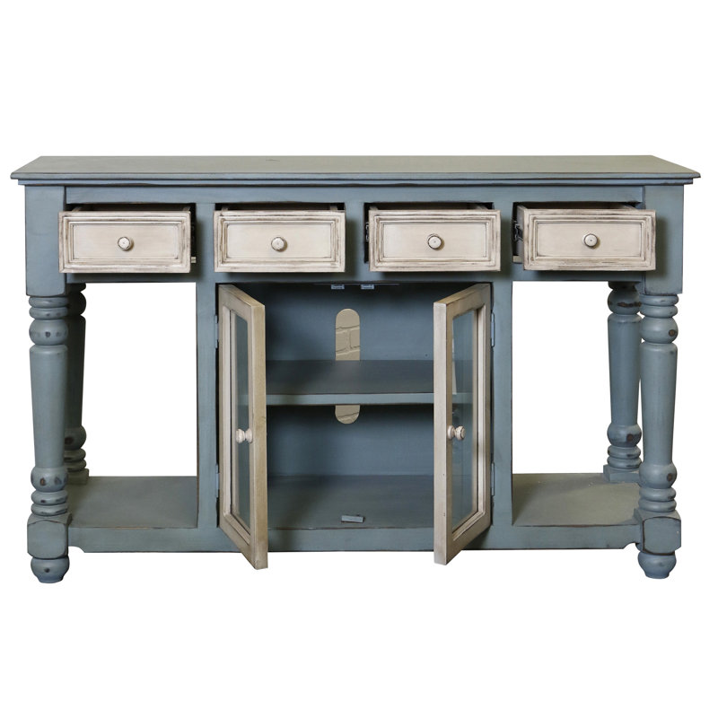 Buffet à deux portes avec quatre tiroirs - Turquoise