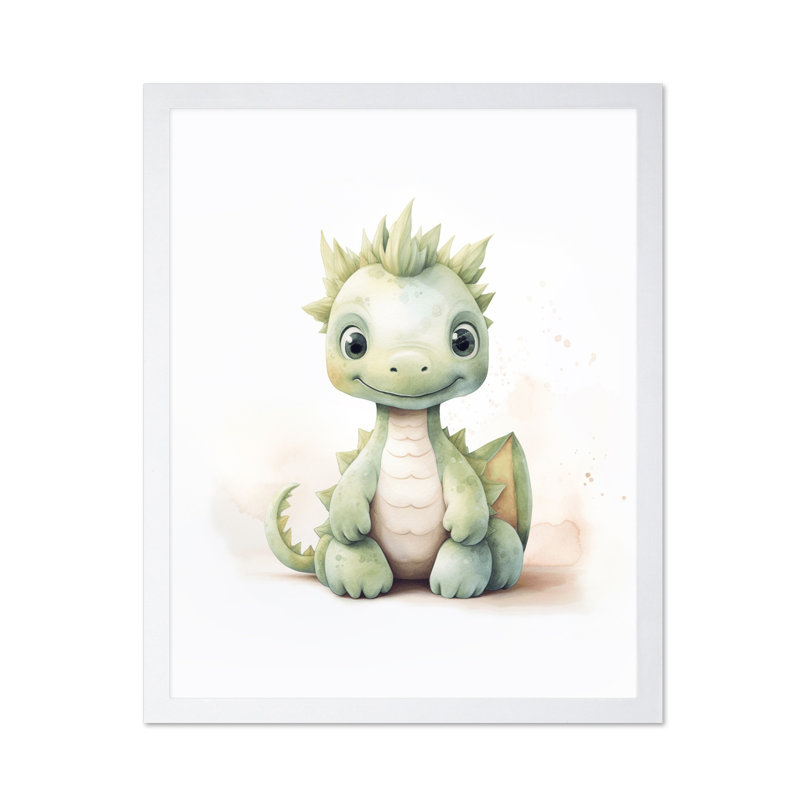 Bébé dragon en peluche, Poster, White Framed, 16"H x 20"W