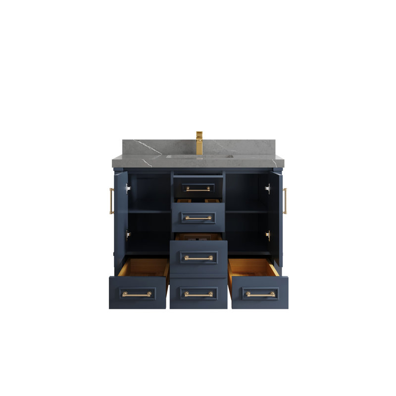Aberdeen 42'' Single Bathroom Vanity with Top, Piatra Gray