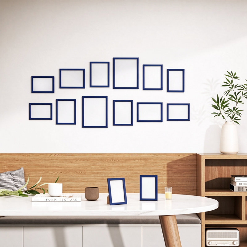 Navy Frames Set of 12 Picture Frames for Wall Tabletop Display