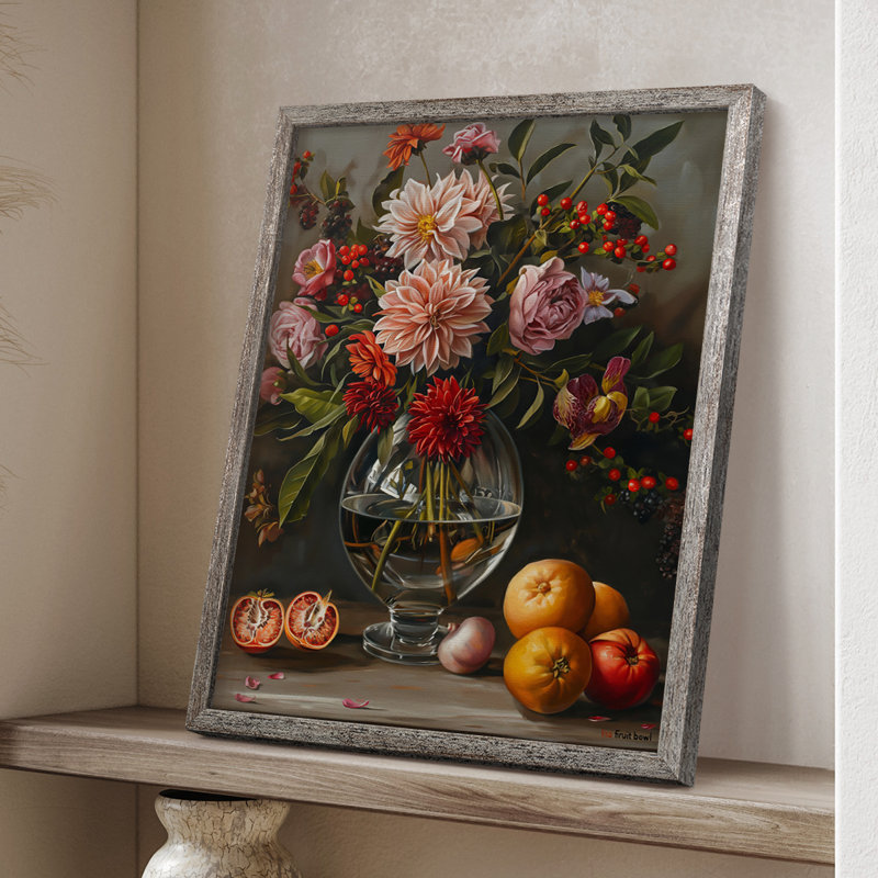 Reproduction encadrée FLORAL Series DCCXLI - bois massif, H 11 po x l 9 po