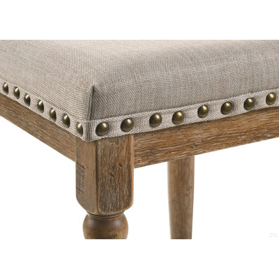 Tabouret à hauteur de comptoir en tissu beige et chêne vieilli (ensemble de 2)