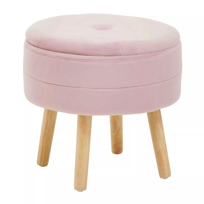 Presidio 46cm Wide Tufted Round Solid Colour Ottoman with Storage