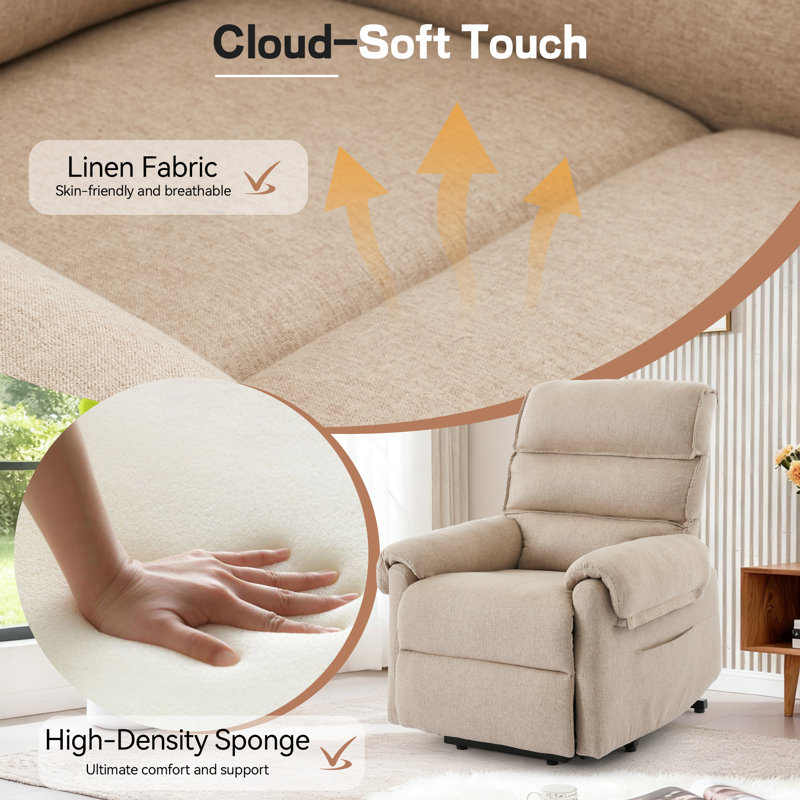 KORSER Power Lift Recliner , Electric Lift Recliner For Elderly , Small Recliner For Small Space, Recliner Chair With Side Pockets 