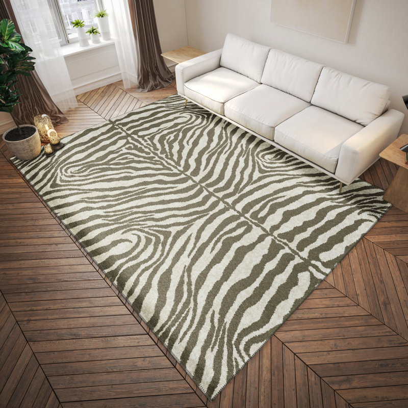 Chenille Washable Animal Print Indoor / Outdoor Rug, Rectangle 3' x 5'