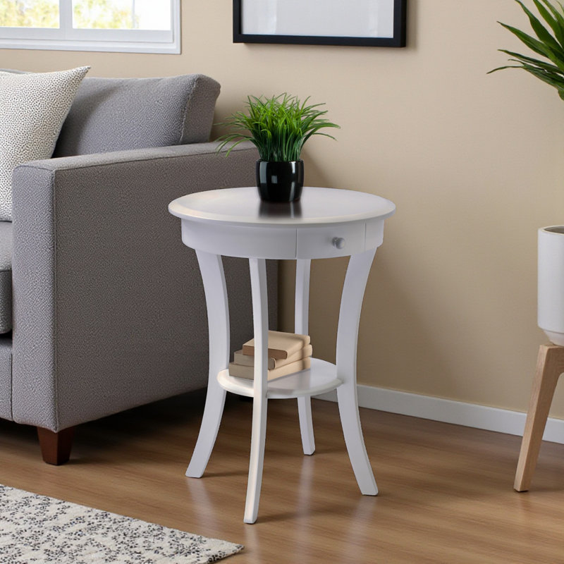 Alabama Solid Wood Top 1 End Table with Storage, White
