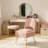 Modern Upholstered Teddy Accent Chair, Vanity Chair with Storage Box, Foldable Backrest，footstool-194004753