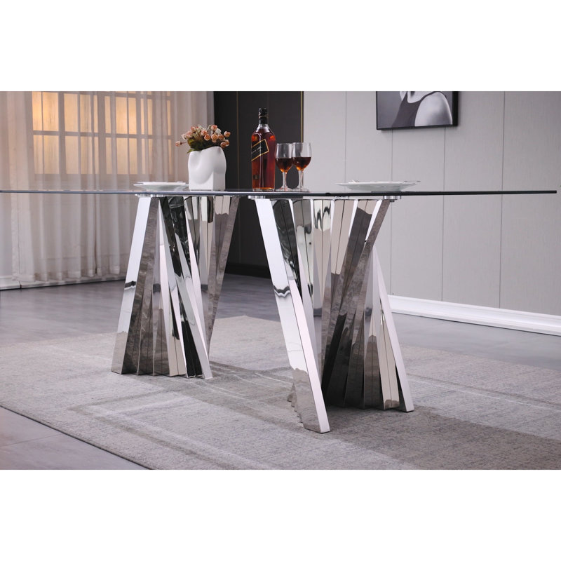 Table de salle à manger Charleily, Argent, H 30 po x L 78 po x l 39 po