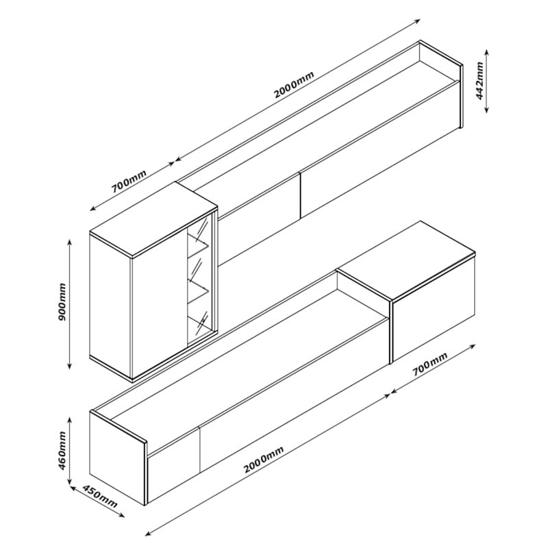 Pensiero Floating Entertainment Centre for TVs up to 60"