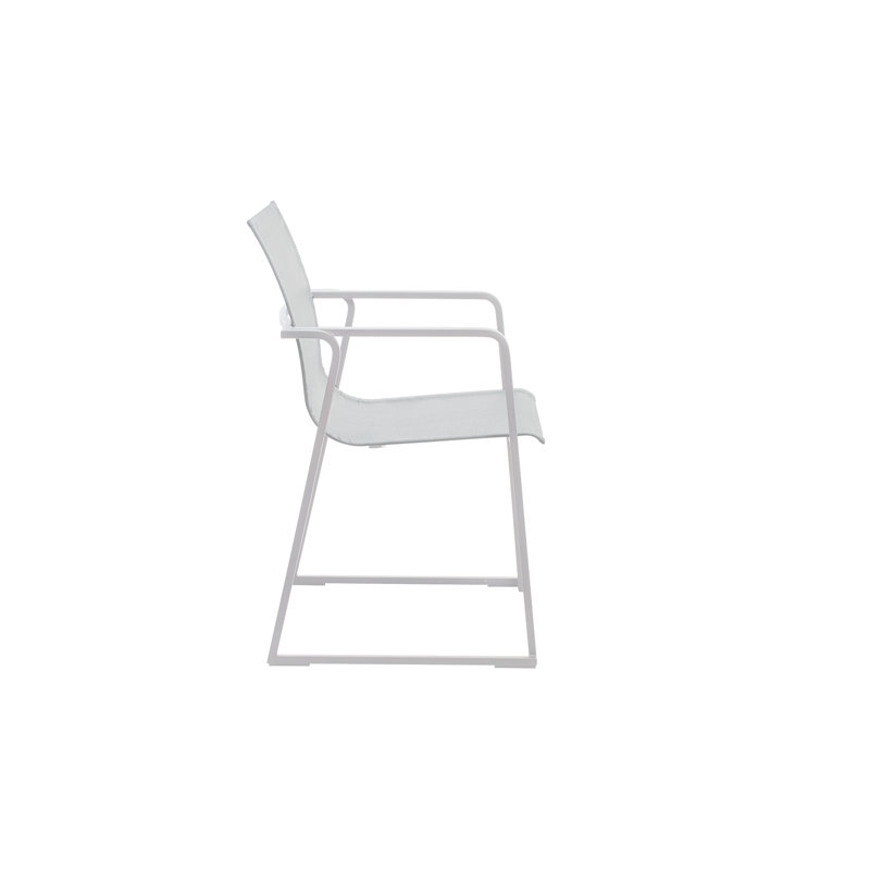 Fauteuil de salle à manger Muze, Cadre blanc / filet blanc