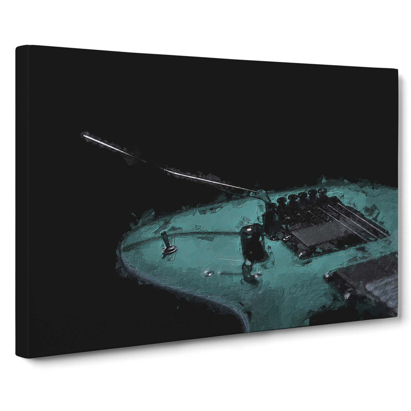 Teal Blue Electric Guitar - Wrapped Canvas Painting, 40cm H x 60cm W x 3cm D