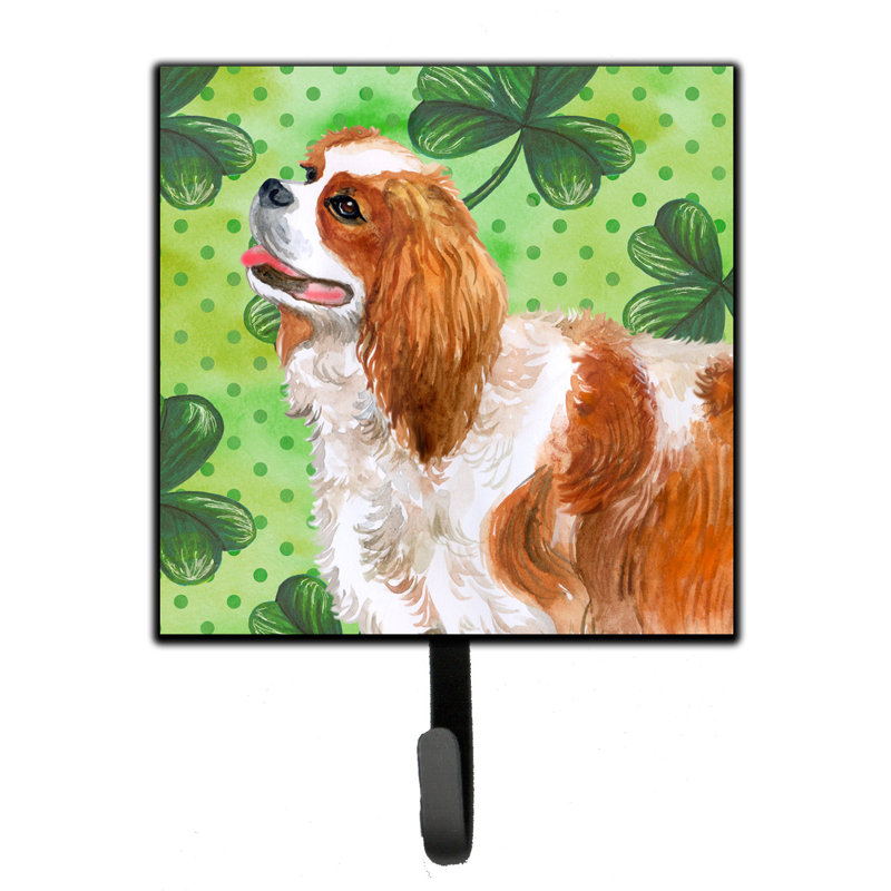 Markle Metal Wall Organizer with Key Hooks, Brown/Salmon/Blue, Cavalier Spaniel