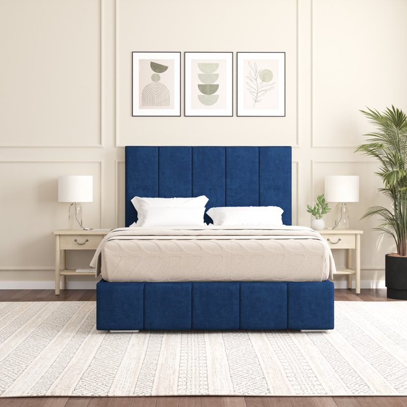 Edelmann Upholstered Bed, Single (3'), Parliament Blue