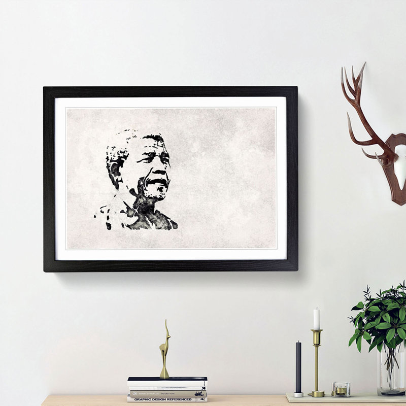 Nelson Mandella - Framed Print, Black Framed, 27cm H x 36cm W x 2cm D