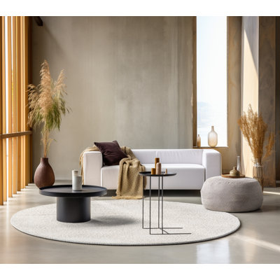 Solid Colour Machine Woven Cream Area Rug