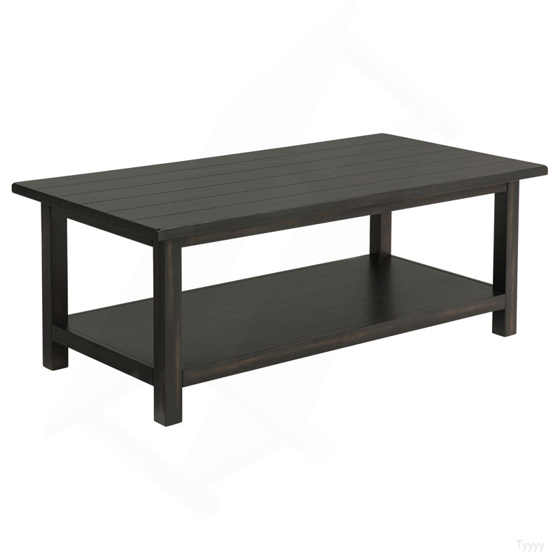 Castleton Distressed Java Wood Coffee Table With Shelf