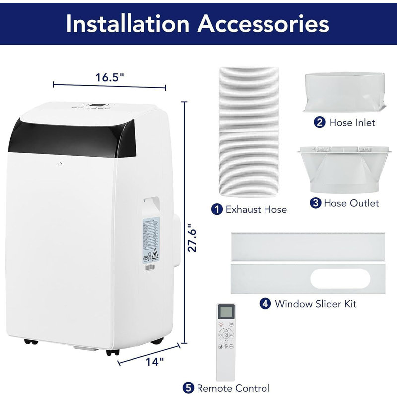 Climatiseur portatif intelligent 14 000 BTU - Déshumidificateur / Ventilateur 3-en-1 pour mode veille automatique de 700 pieds carrés