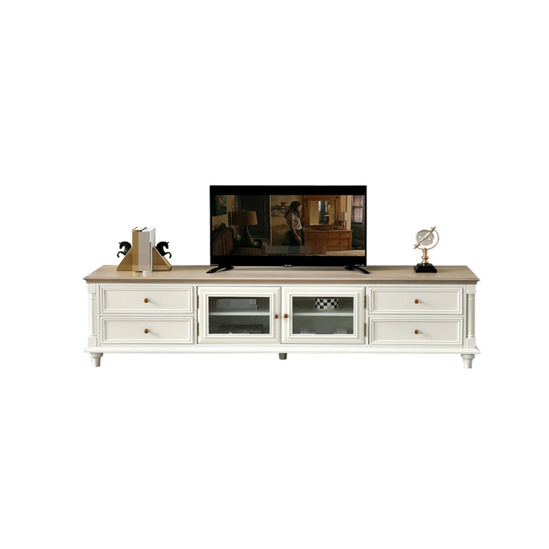 Crédence de rangement American, Blanc / Gris, H 22,44 po x l 86,61 po x P 16,93 po