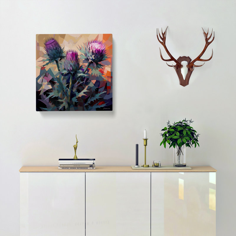 Thistle Cubism - Wrapped Canvas, 35cm H x 35cm W x 3cm D