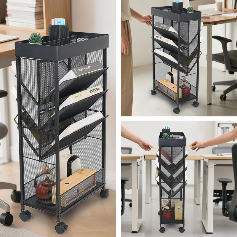 5 Tier Book Carts with Wheels