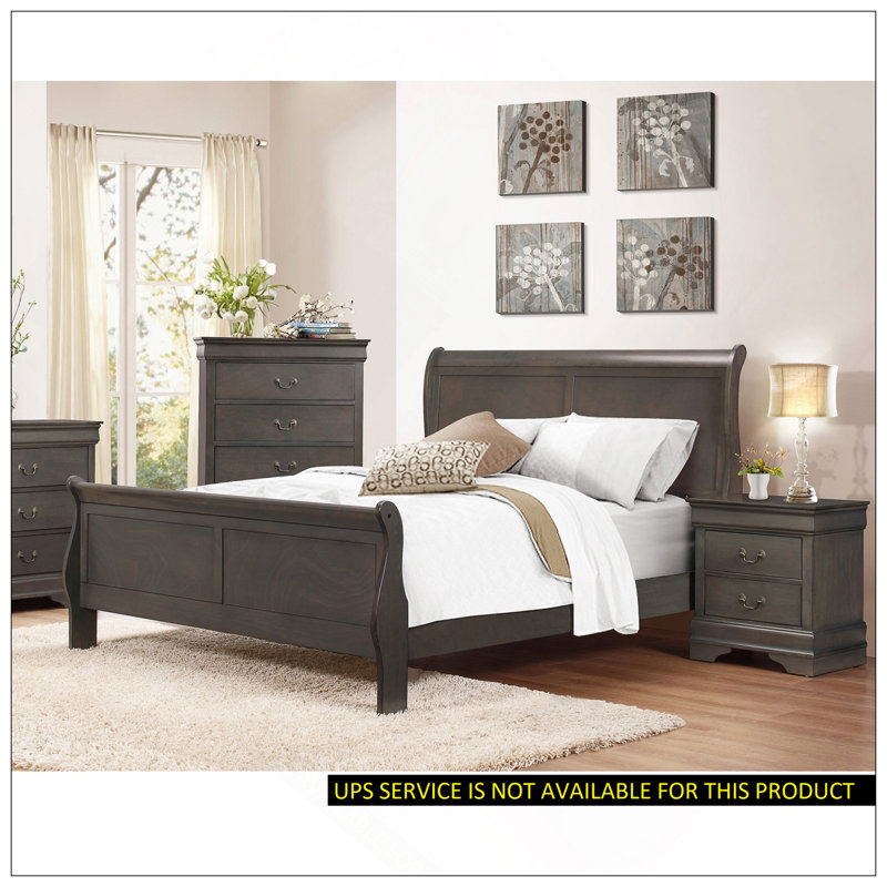 Lit-bateau de style Louis 1, gris