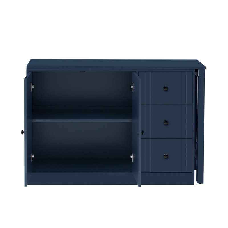 89.7''Wooden Sideboard with Extendable Table,Multifunctional Storage Cabinet with 2 Doors and 3 Drawers,for Living Room,Study,Foyer and Kitchen