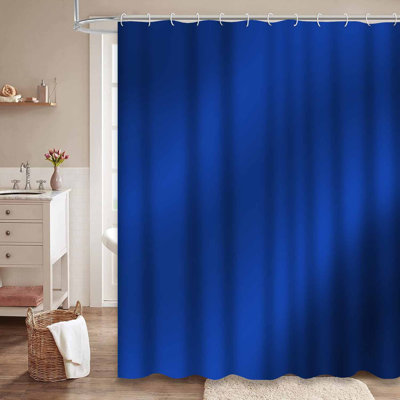 High Silky Royal Abstract Navy Cloth Blue Shower Curtain with 12 Hooks