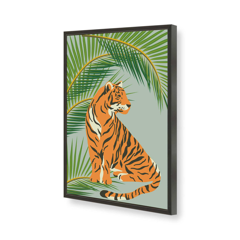 Imprimé tigre, H 15 po x l 12 po, Noir satiné