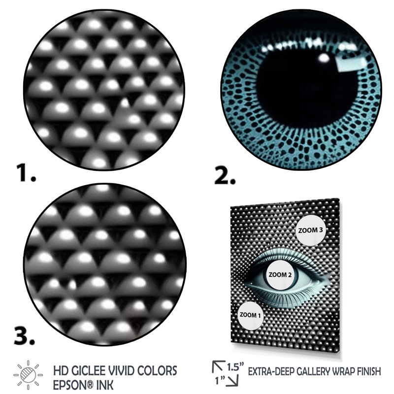 «Eye in Circular Infinity V», reproduction sur toile, H 40 po x l 30 po x P 1,5 po, Toile tendue