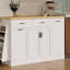 Buffet de rangement multifonctionnel, rangement pour poubelle, armoire à porte coulissante et support à épices à 3 niveaux, îlot de cuisine pour la cuisine et la salle à manger (blanc)-1399134513