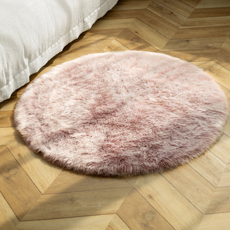 Tapis rose tissé à la machine 2 pi x 3 pi Novelty, Rond 3 pi