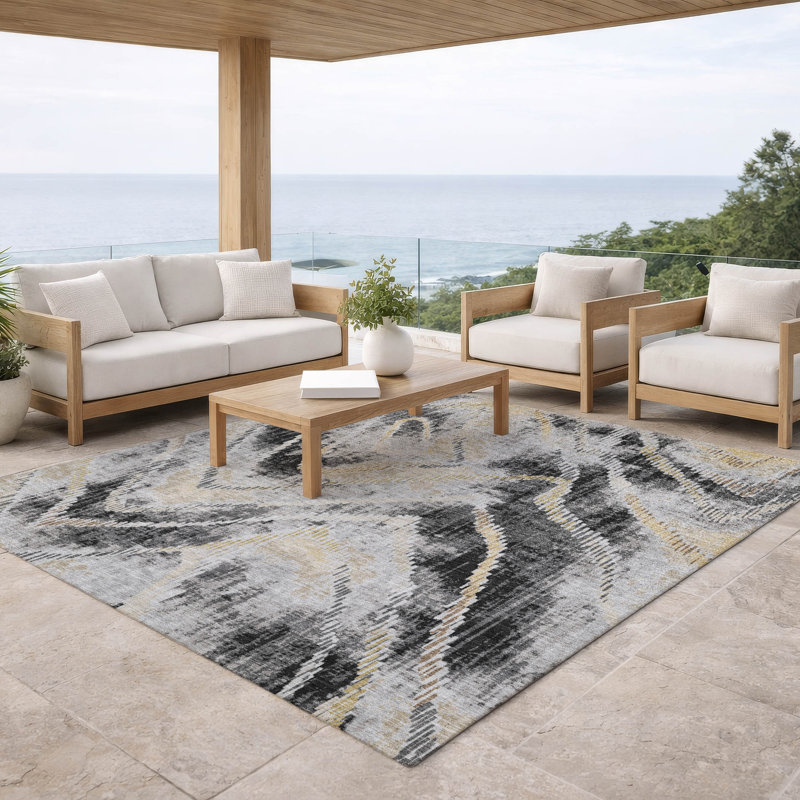 Machine Washable Indoor/Outdoor Chantille ACN2927 Modern Rug, Graphite, 3' x 5'